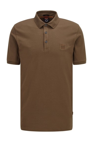 Boss orange Slim-Fit Poloshirt aus Stretch-Baumwolle mit Logo-Aufnäher 